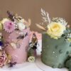 taart-mosgroen-paars-bloemen-droogblomen-taart