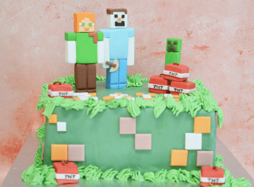 minecraft-taart-groen-poppetjes